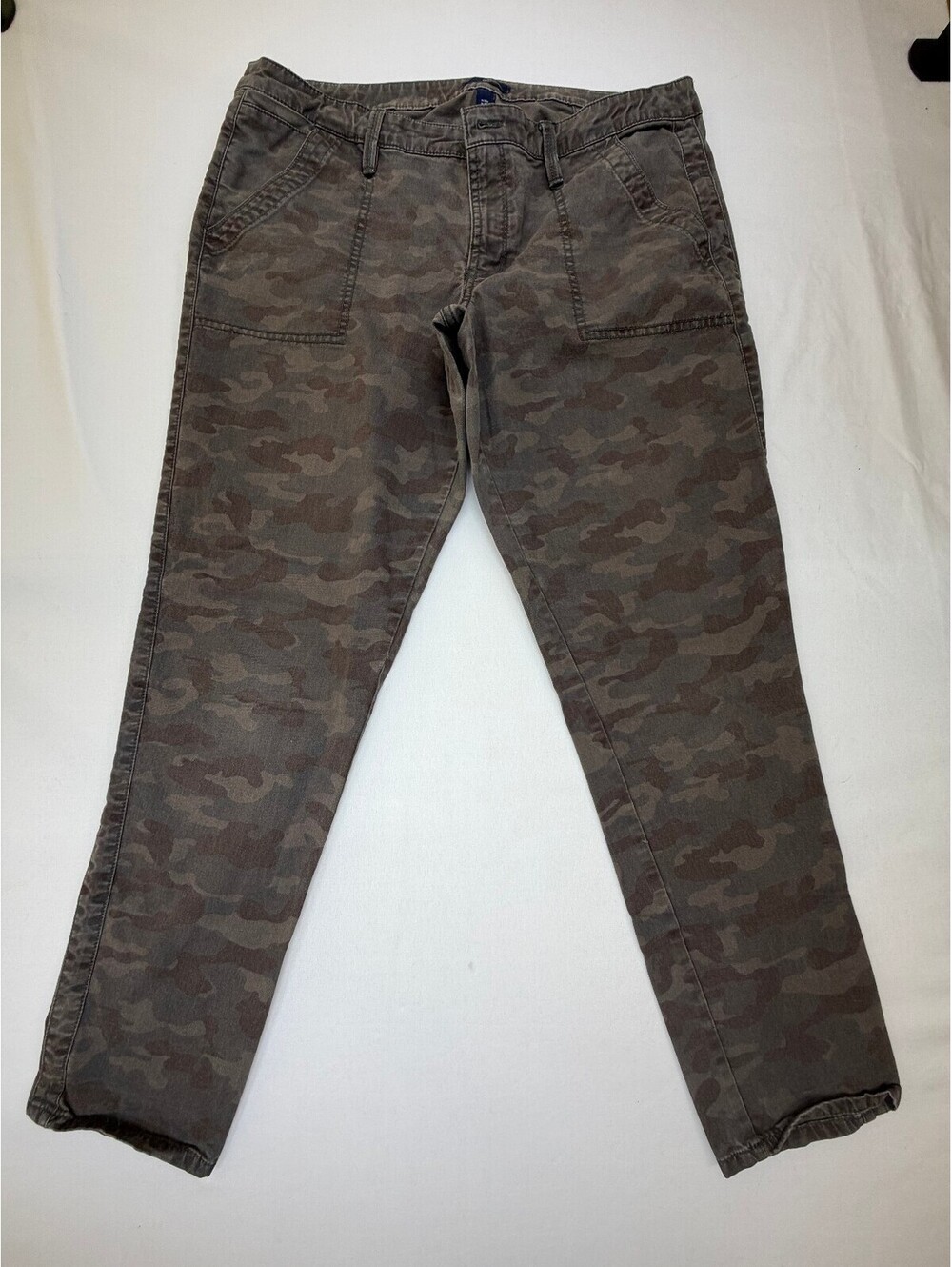 Gap Women's Casual Pants Flat Front Camouflage Size 14R Green